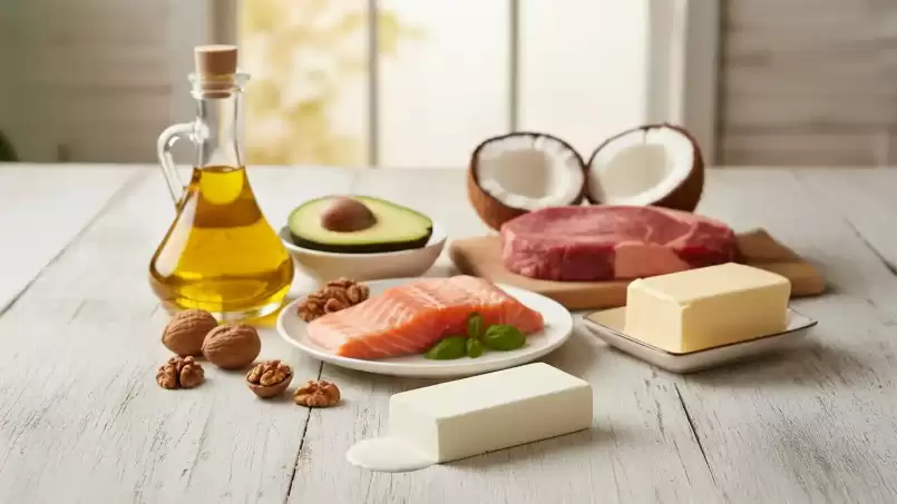 Soorten vetten: verzadigd, enkelvoudig onverzadigd, meervoudig onverzadigd, gehydrogeneerd